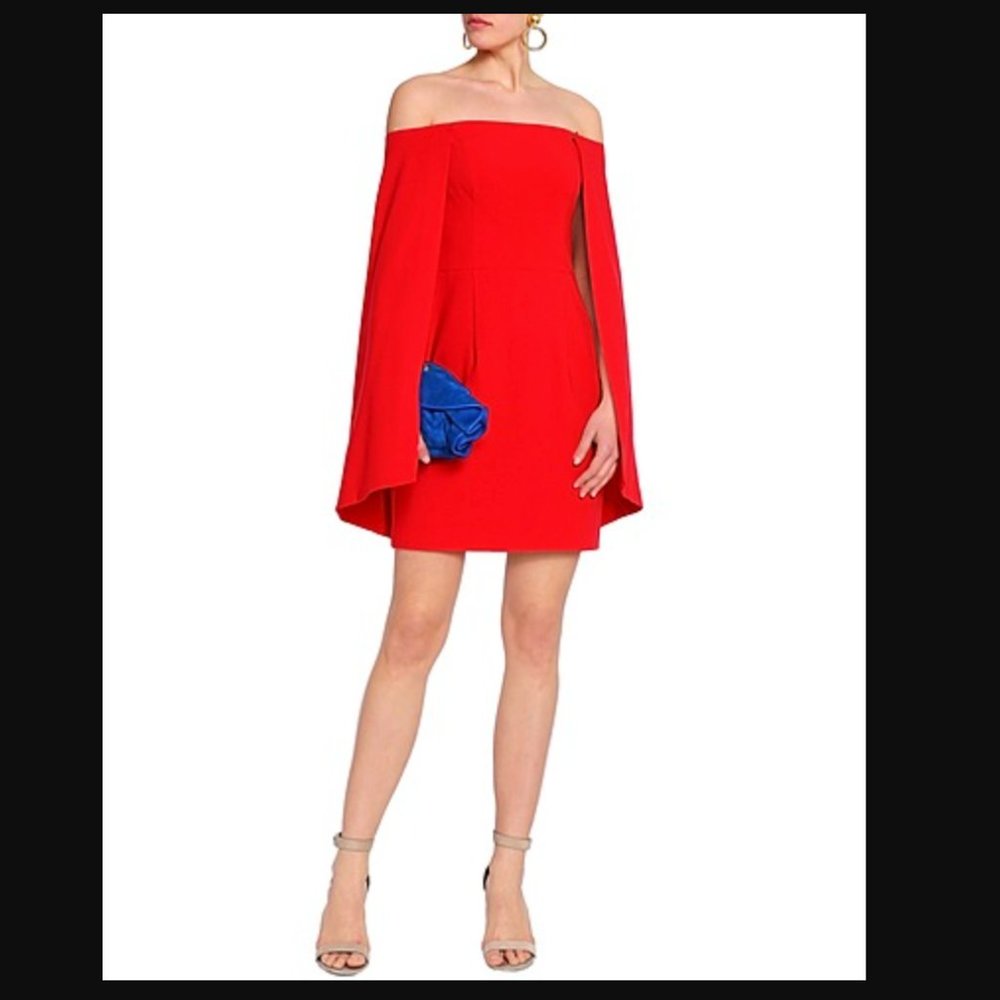 Black Halo Eve Red Dress W/Cape By Laurel Berman